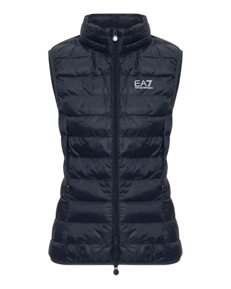 EA7 Gesteppte Weste mit Logo-Print - Blau Blau