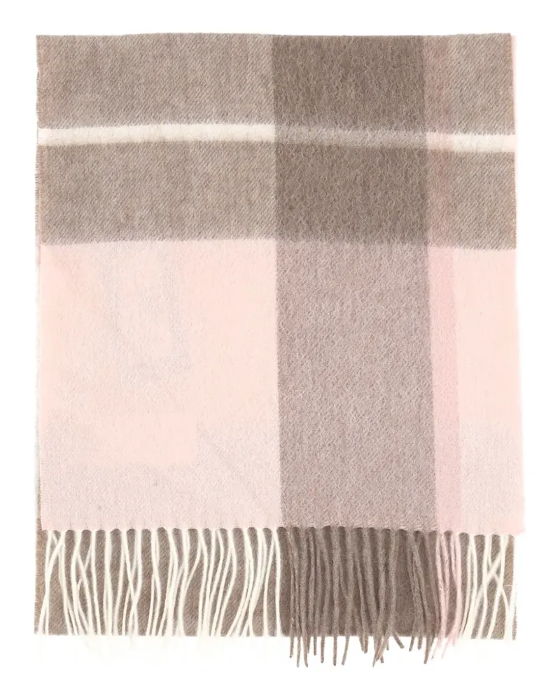 Purotatto check-pattern fringed scarf - Braun Braun
