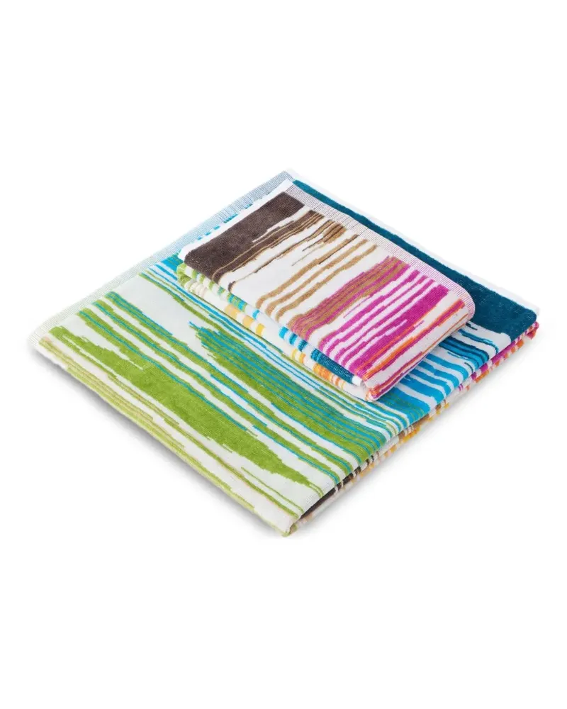 Missoni Home Set aus zwei gestreiften Badetüchern - Grün Grün