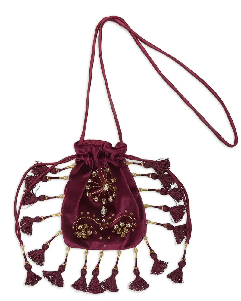 Maliparmi Verzierte Clutch mit Quasten - Rot Rot
