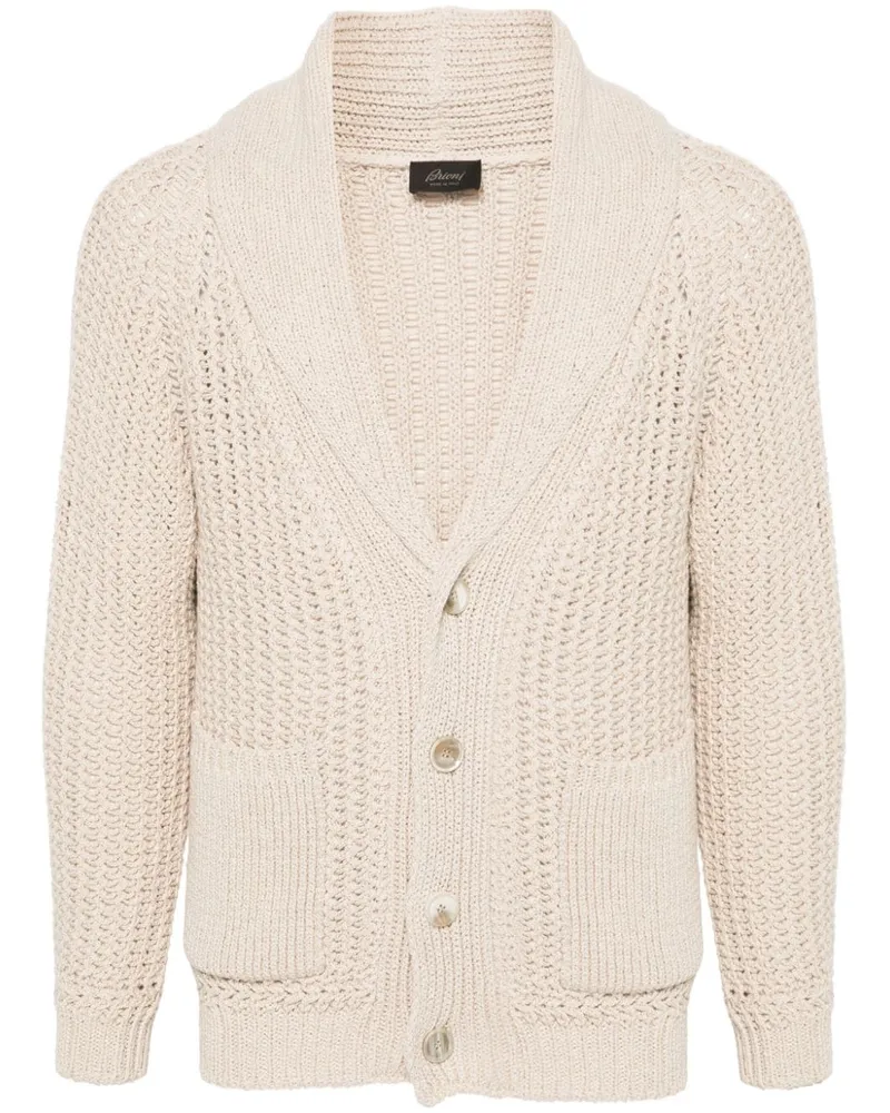 Brioni crochet-knit cardigan Nude