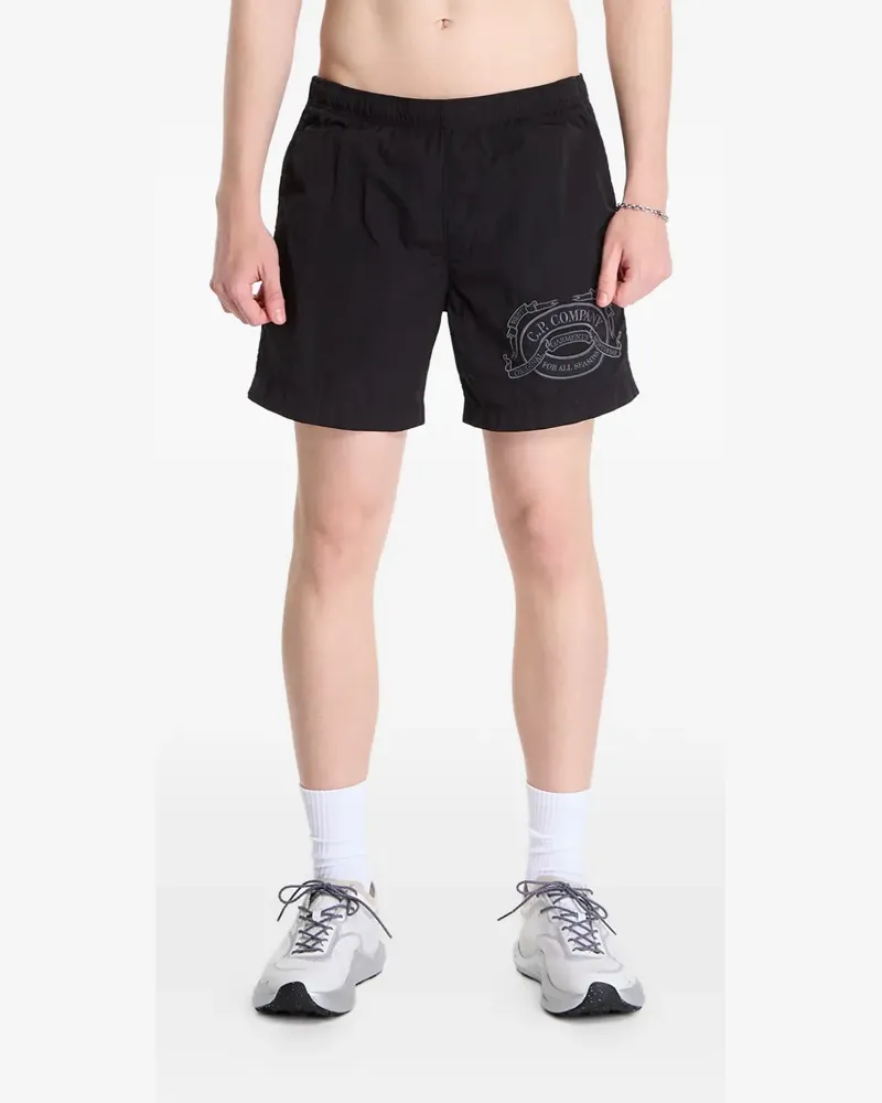 C.P. Company Eco-Chrome R graphic-embroidered swim shorts - Schwarz Schwarz