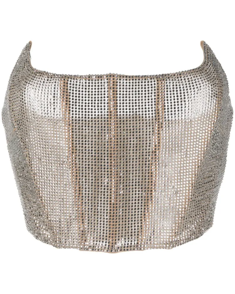 Giuseppe di Morabito Cropped-Top mit Kristallen - Silber Silber