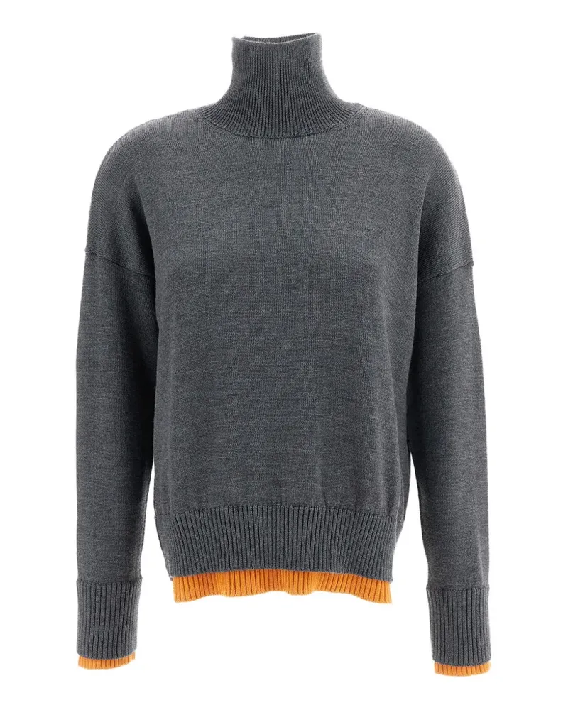 PLAN C Merinopullover mit Rollkragen - Grau Grau