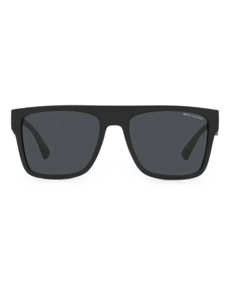 Armani Exchange Eckige Sonnenbrille mit Logo-Print - Schwarz Schwarz