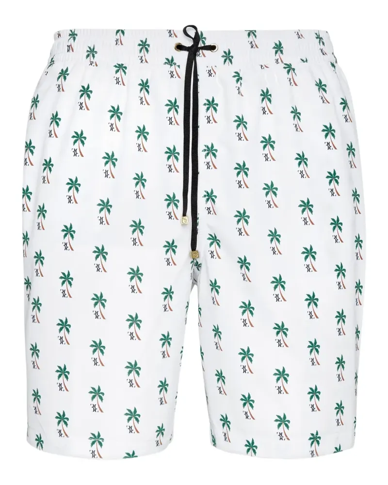 Billionaire palm-print swim shorts - Weiß Weiß