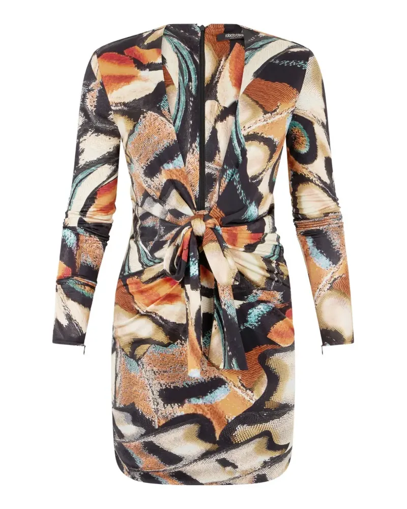 Roberto Cavalli butterfly-print knot-detail mini dress - Orange Orange