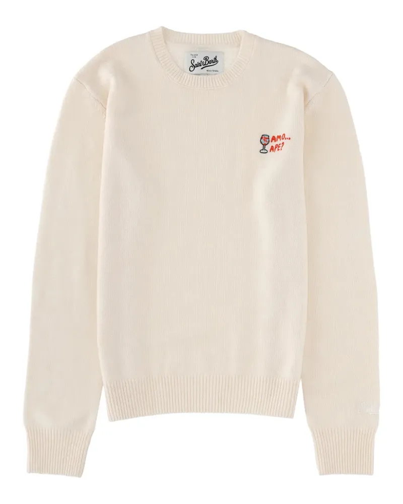 MC2 Saint Barth Bestickter Pullover mit rundem Ausschnitt - Weiß Weiß