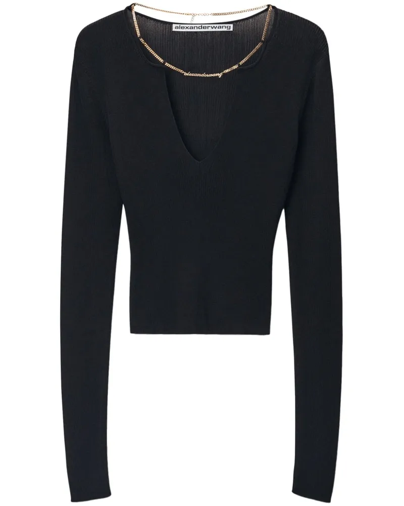 Alexander Wang Strickoberteil mit Logo-Schild - Schwarz Schwarz