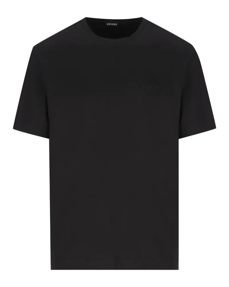 Ermenegildo Zegna logo-embroidered T-shirt - Schwarz Schwarz