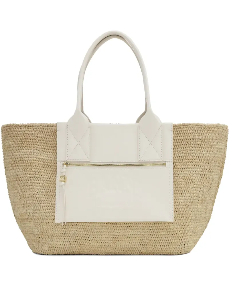 Ganni Mittelgroße Handtasche aus Bast - Nude Nude