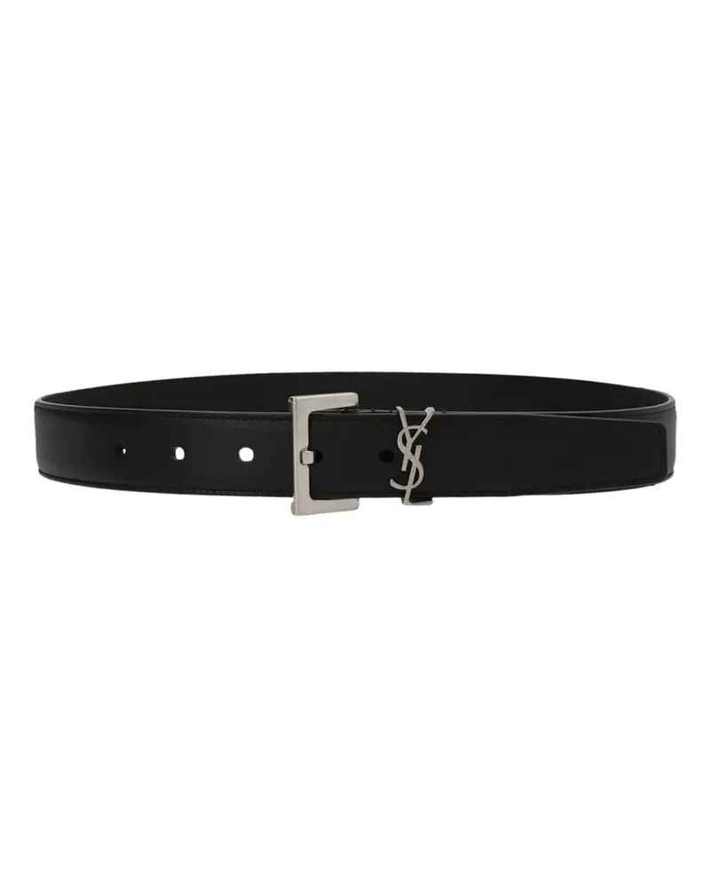 Saint Laurent monogram smooth leather belt - Schwarz Schwarz