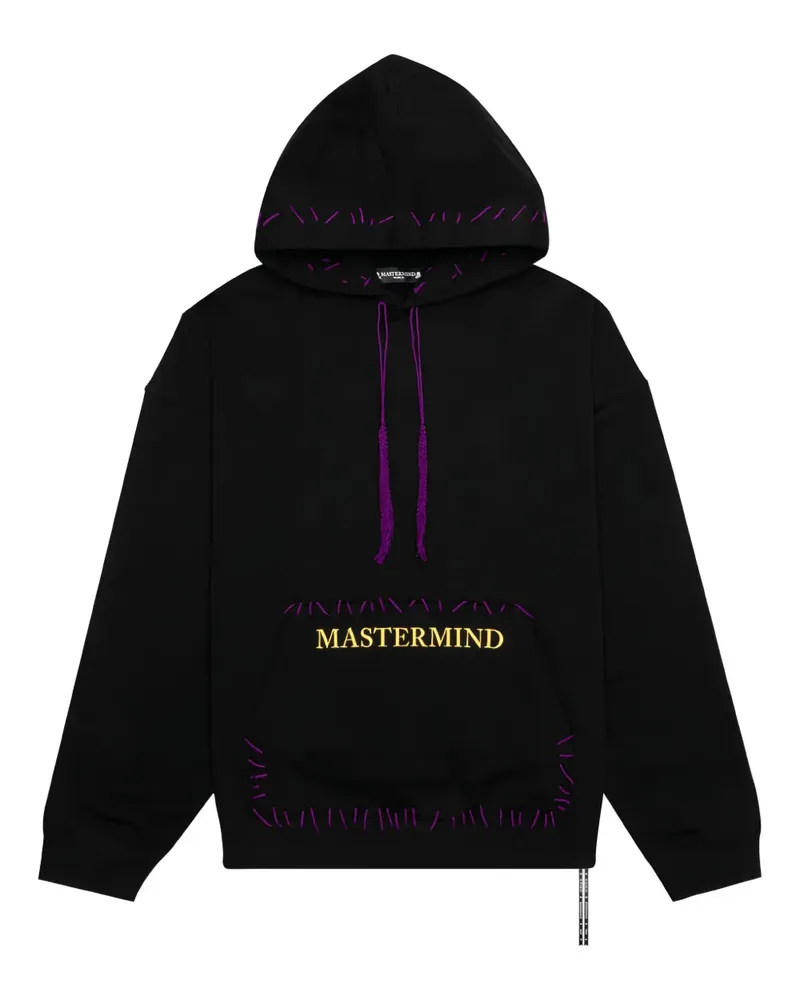 Mastermind World Bestickter Hoodie mit Handstickerei - Schwarz Schwarz