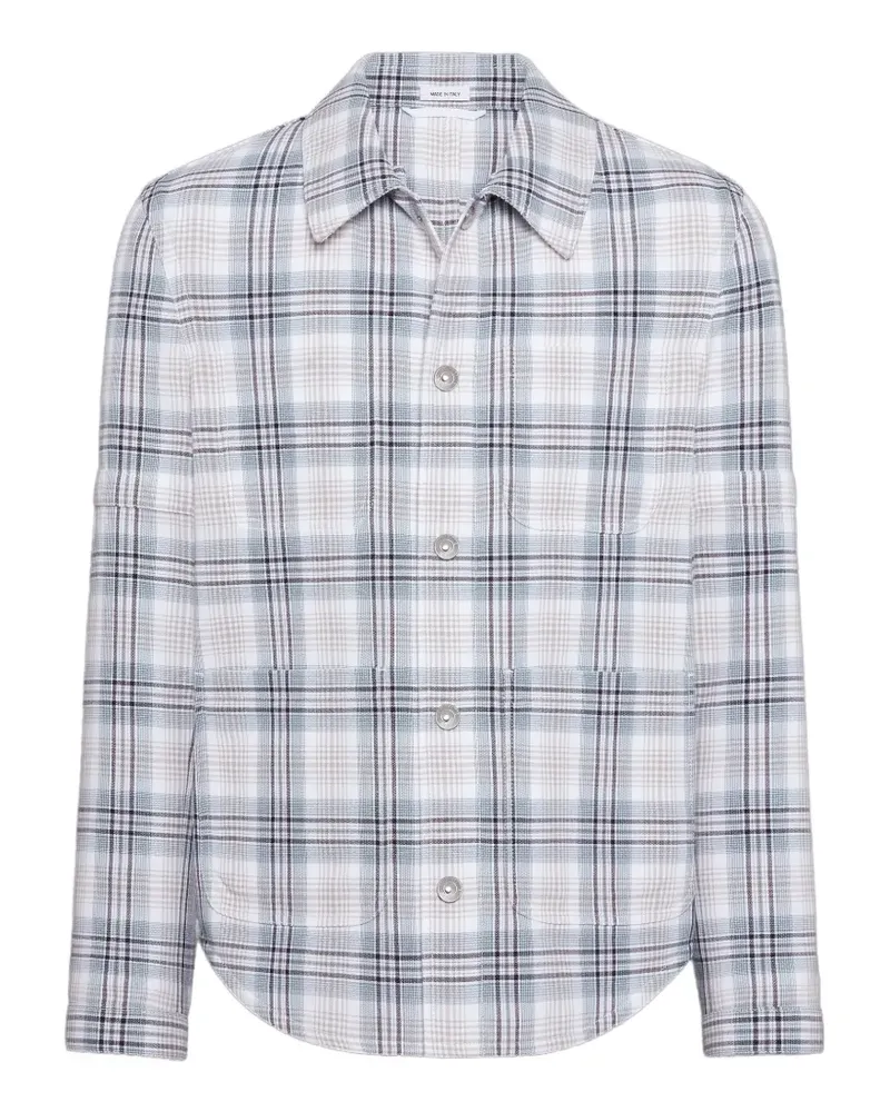 Thom Browne Hemdjacke mit Windowpane-Karo - Weiß Weiß