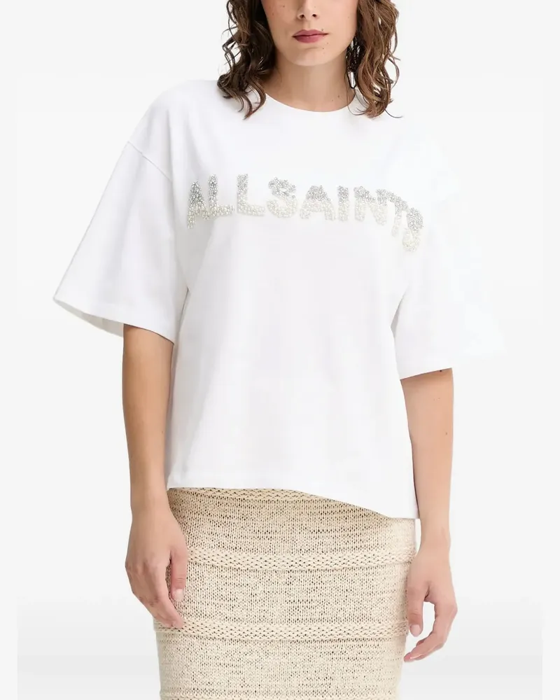 AllSaints Amelie T-Shirt mit Perlen - Weiß Weiß