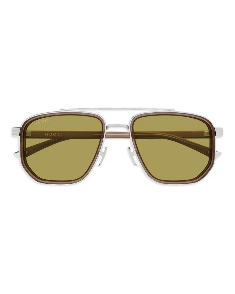 Gucci geometric-frame double-bridge sunglasses - Silber Silber