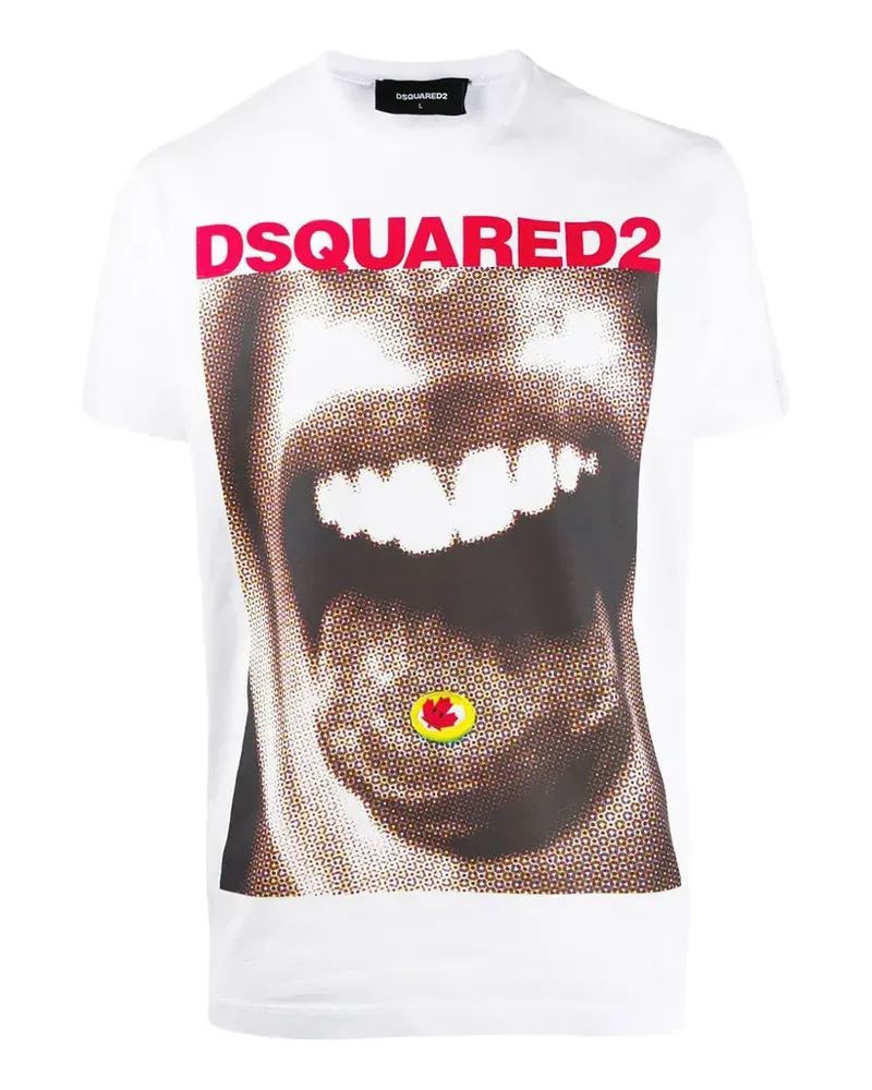 Dsquared2 T-Shirt mit Mund-Print - Weiß Weiß