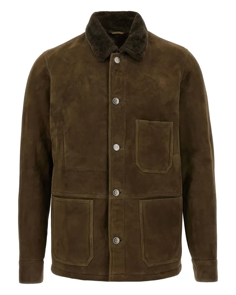 Giorgio Brato Wildlederjacke mit Shearling-Kragen - Braun Braun