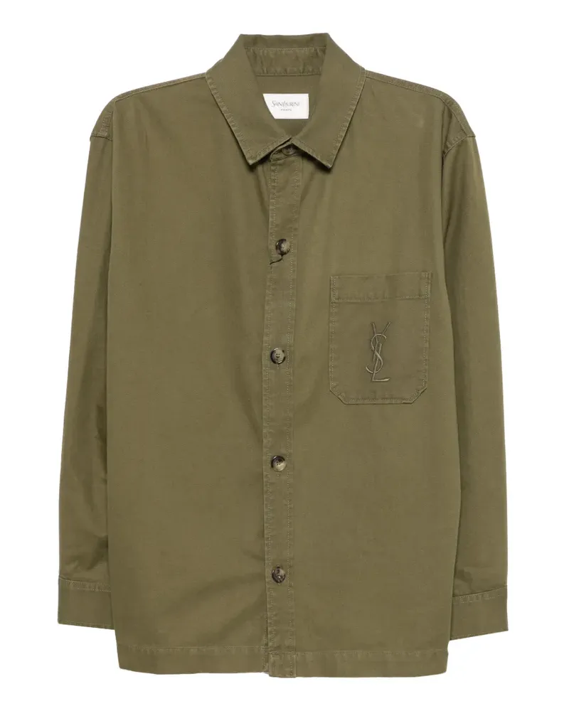 Saint Laurent Cassandre Hemdjacke aus Gabardine - Grün Grün