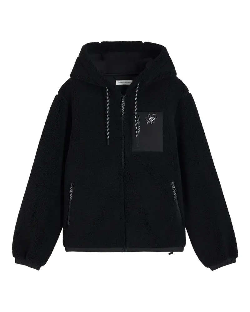 Tommy Hilfiger Fleecejacke mit Logo-Stickerei - Schwarz Schwarz
