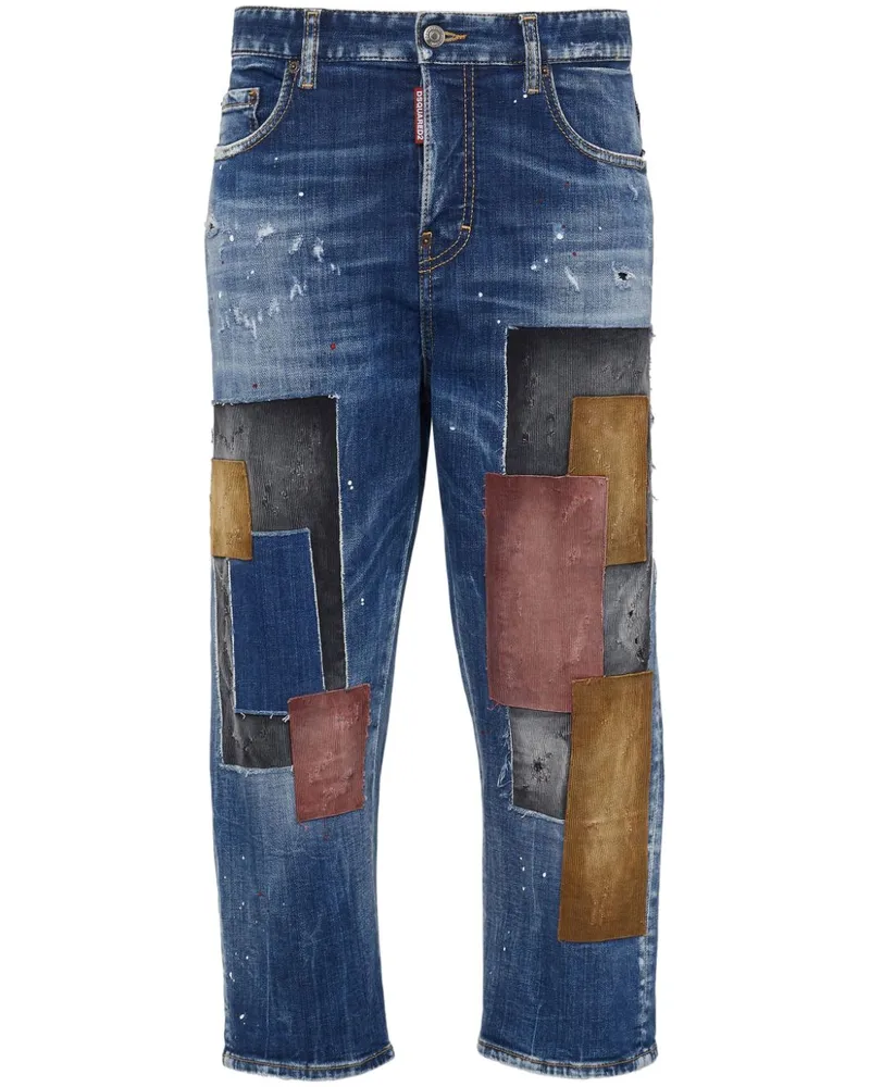 Dsquared2 Gerade Jeans mit Patch-Detail - Blau Blau