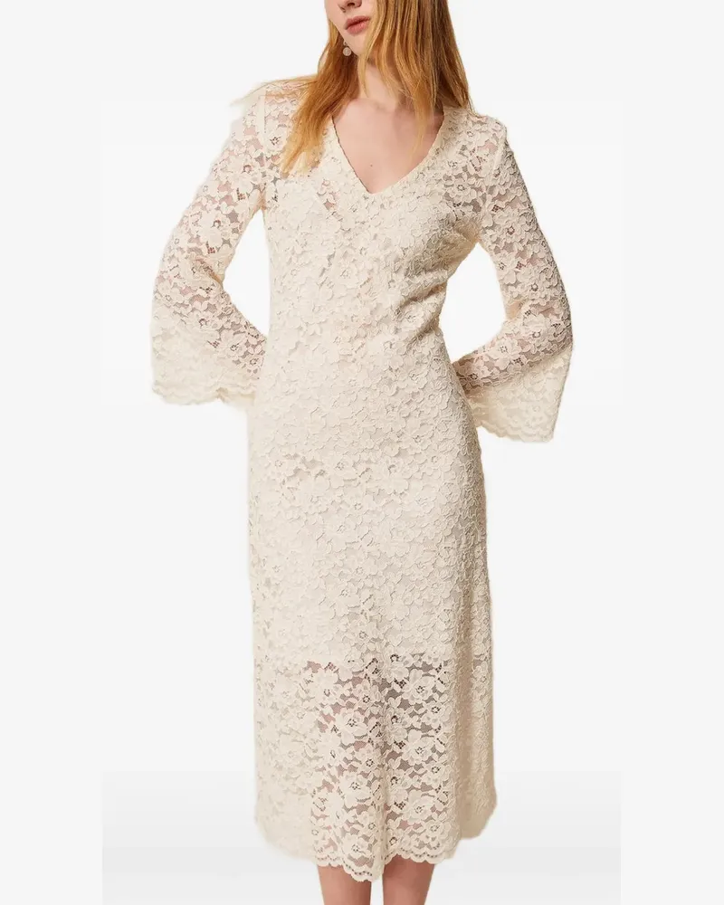 Twin-Set Ausgestelltes Spitzenkleid - Nude Nude
