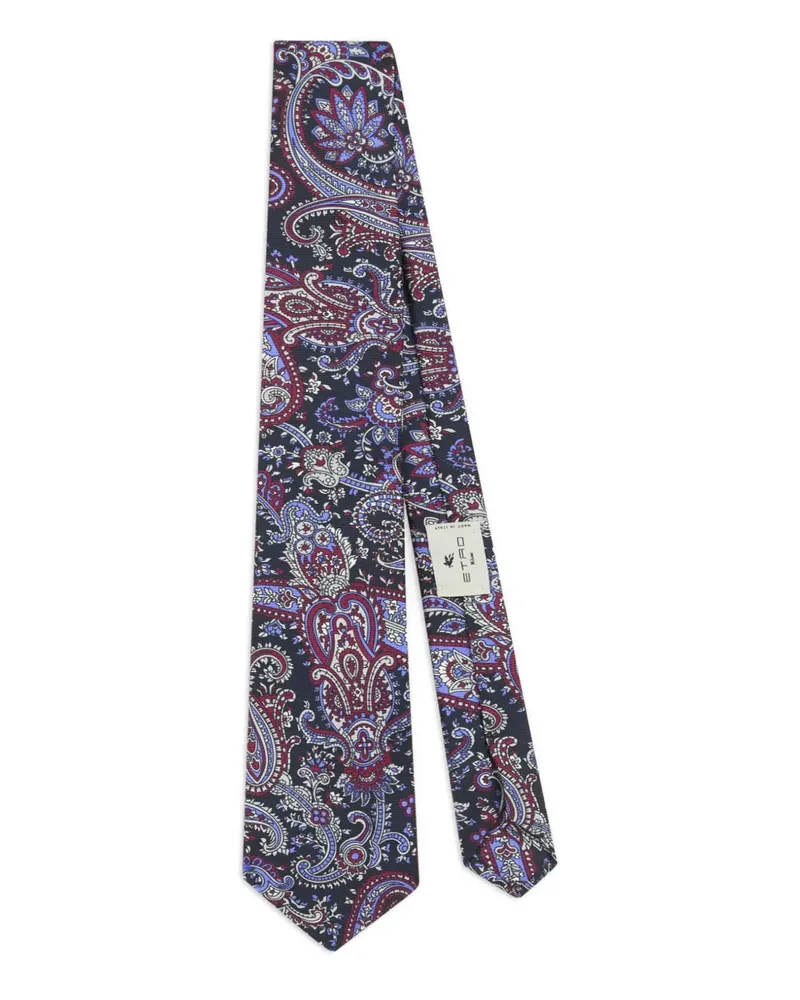 Etro Seidenkrawatte mit floralem Paisleymuster - Blau Blau