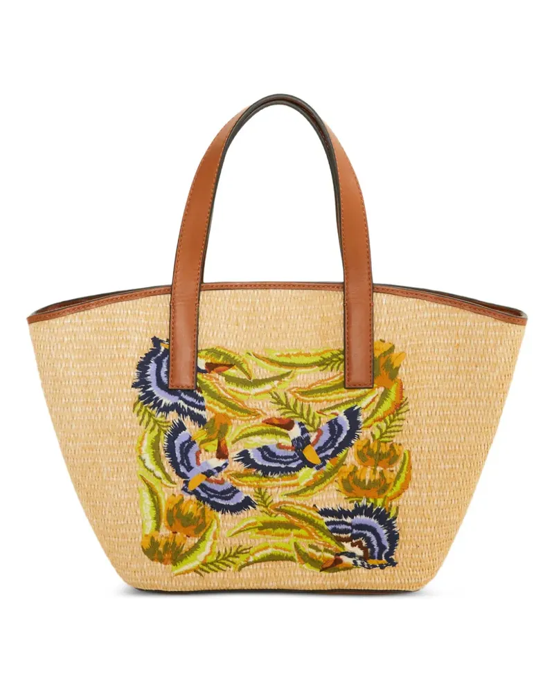 FARM Rio small embroidered tote bag - Nude Nude