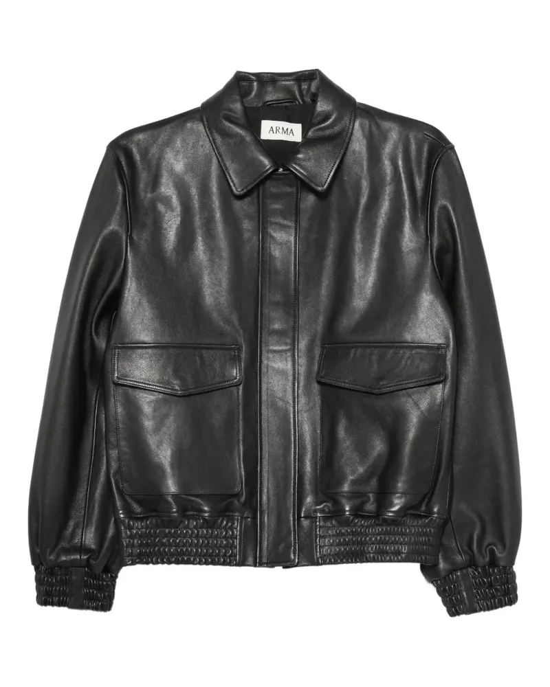 Arma Lederjacke mit gesmoktem Besatz - Schwarz Schwarz