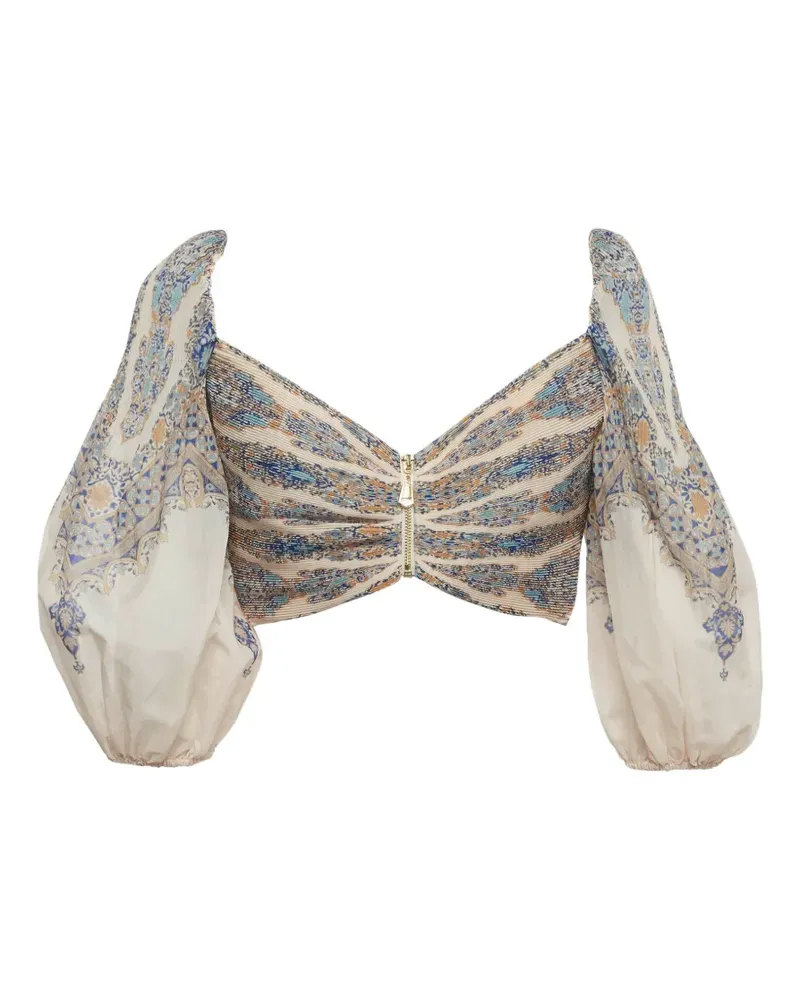 Zimmermann zip-fastening crop top - Nude Nude