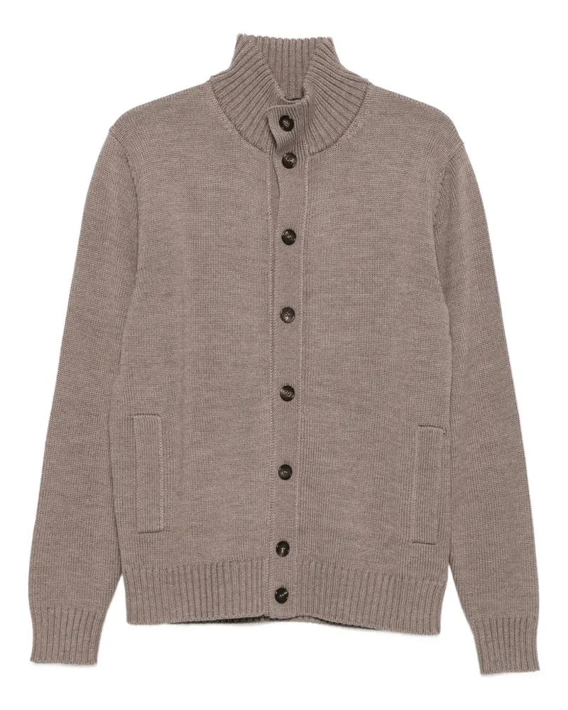 Zanone Stehkragen-Cardigan mit Knopfverschluss - Braun Braun