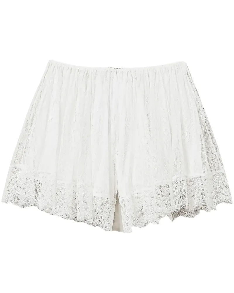Twin-Set Shorts mit Spitzen-Overlay - Weiß Weiß