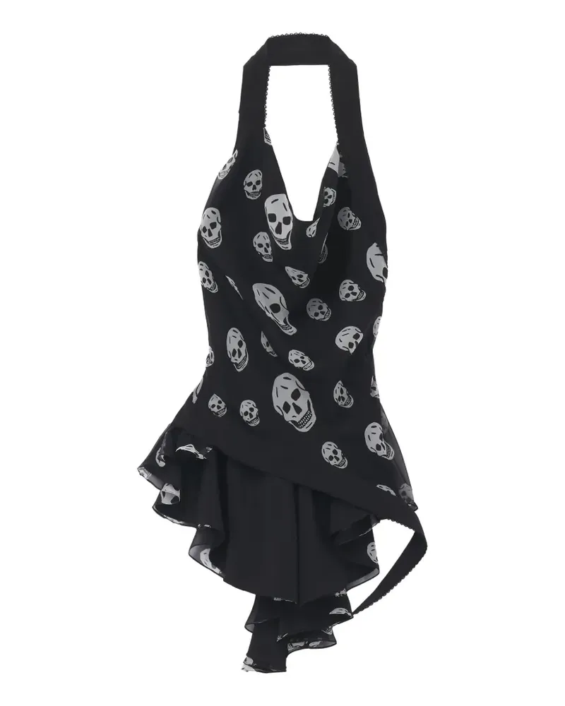 Alexander McQueen Bluse mit Totenkopf-Print - Schwarz Schwarz