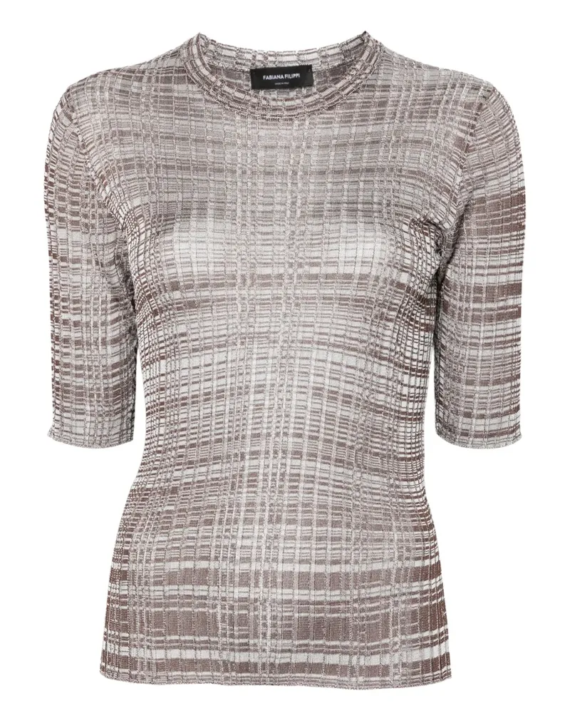 Fabiana Filippi Gestreiftes T-Shirt mit Falten - Braun Braun