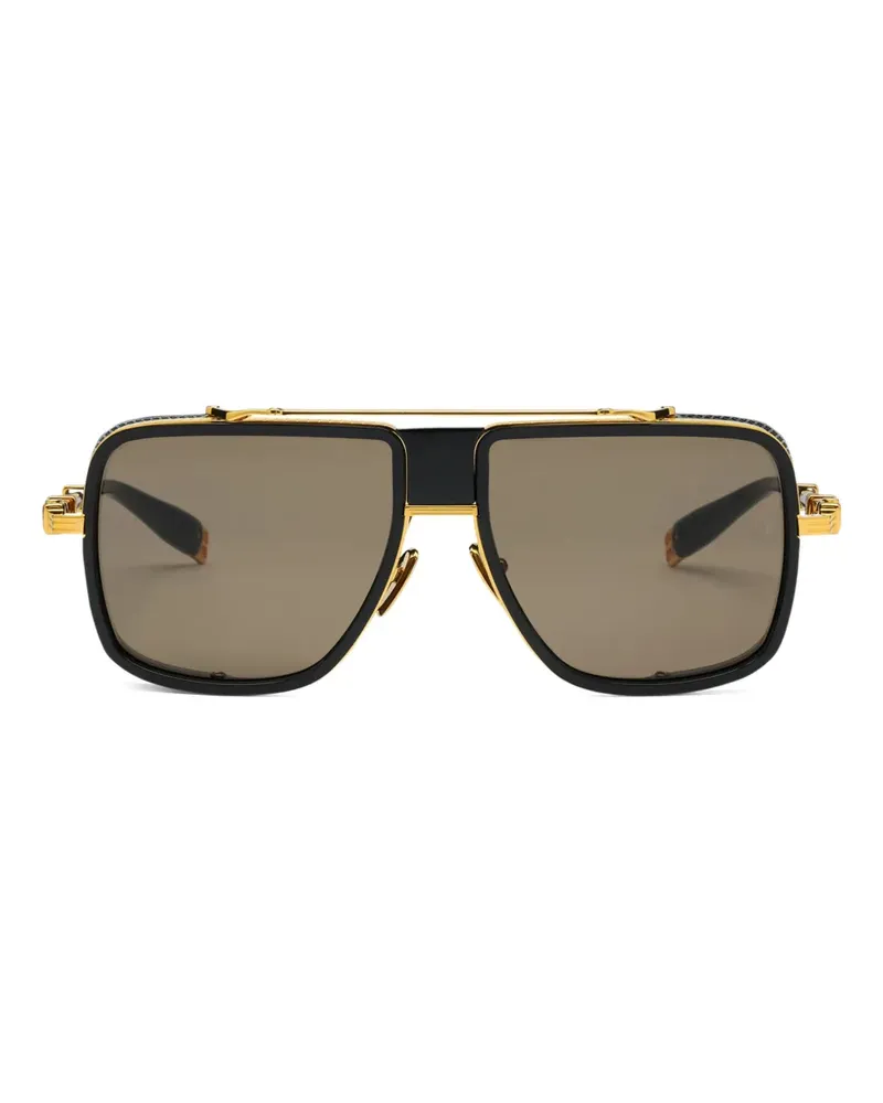 Balmain Sonnenbrille mit eckigem Gestell - Schwarz Schwarz