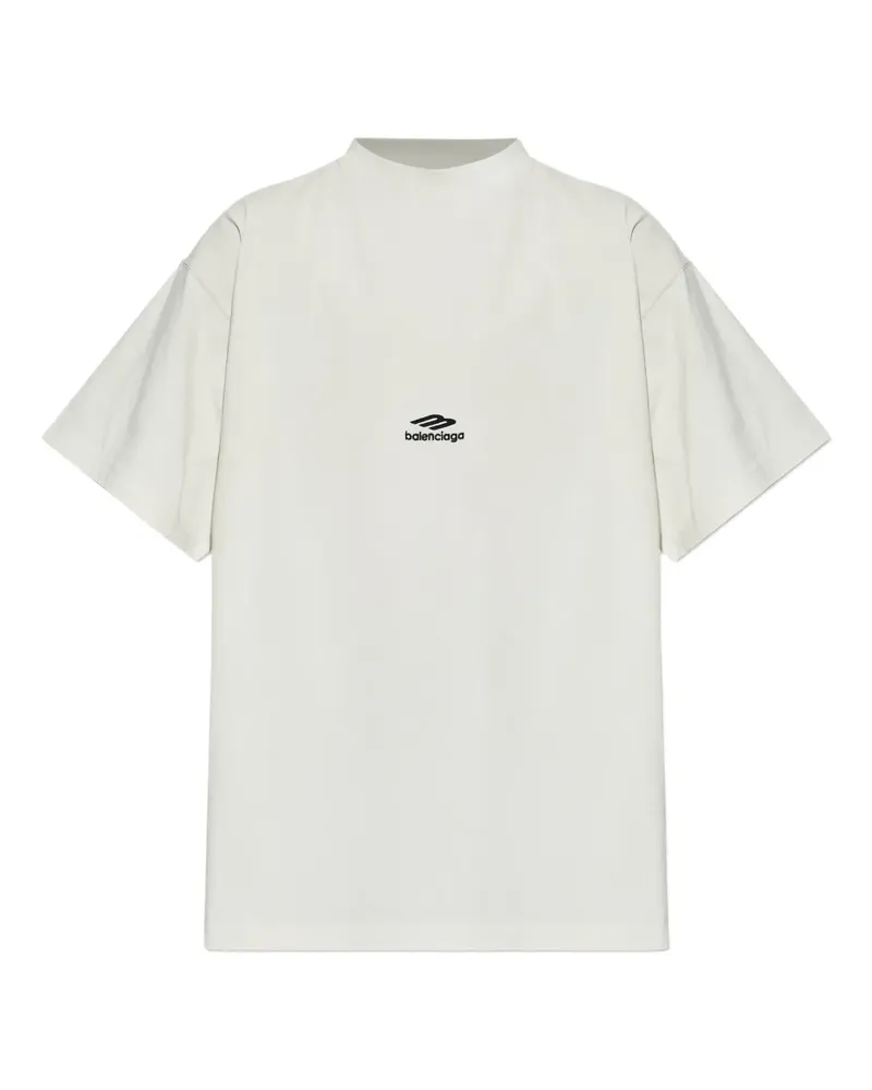Balenciaga T-Shirt mit Logo-Stickerei - Nude Nude