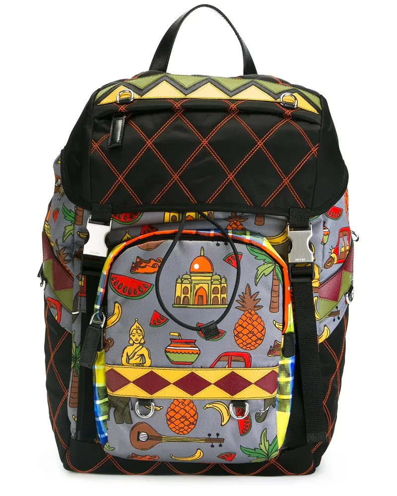 Prada Gesteppter Rucksack mit grafischem Print - Mehrfarbig Mehrfarbig