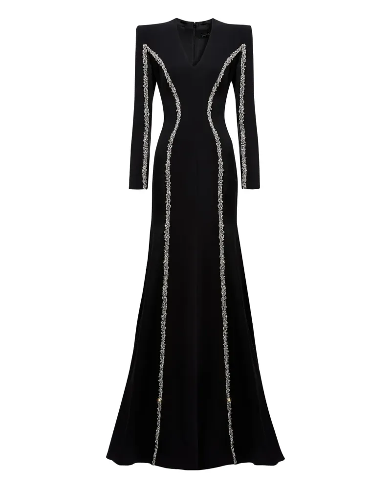 Jenny Packham Verziertes Maxikleid - Schwarz Schwarz