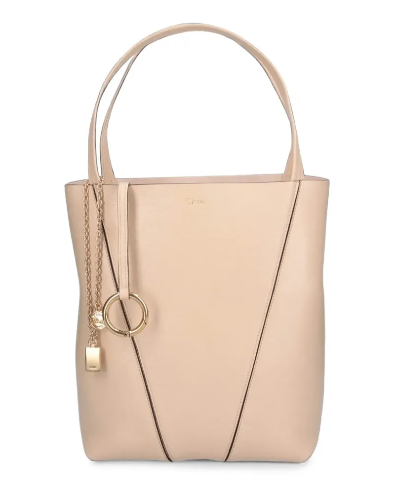 Chloé Spin logo-print calf leather tote bag - Rosa Rosa