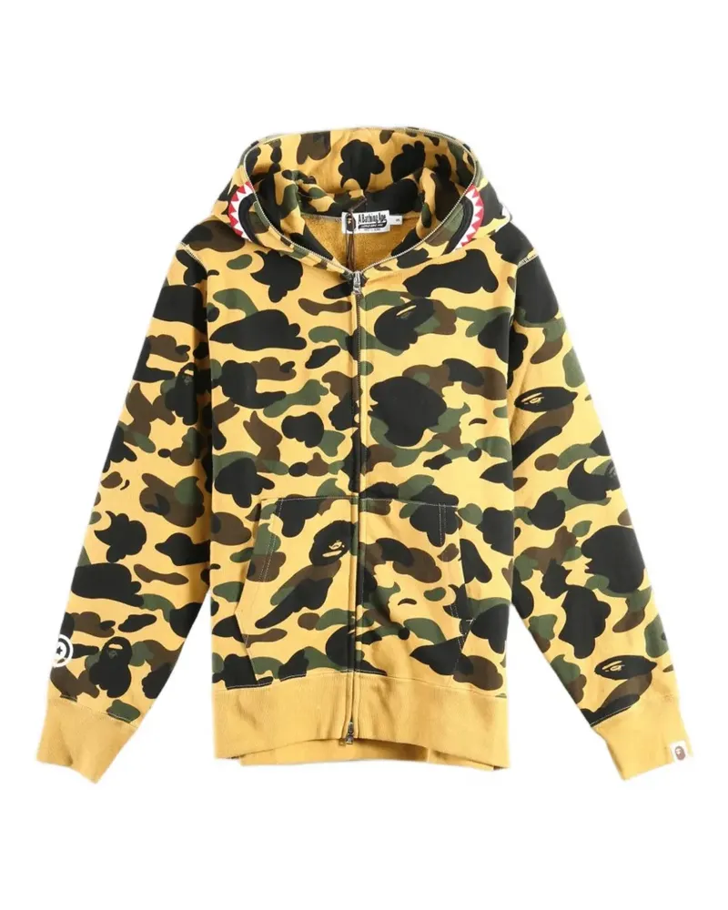 BAPE camouflage-print shark hoodie - Gelb Gelb