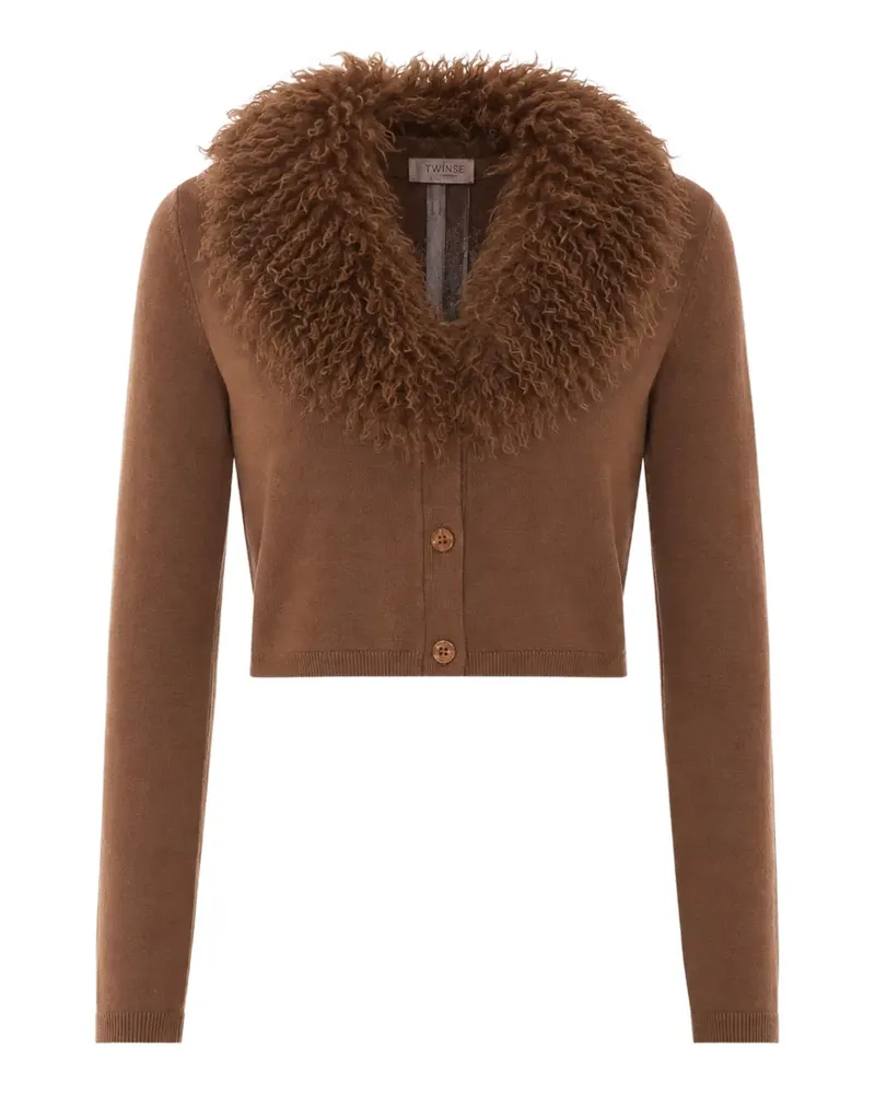 Twin-Set Cardigan mit Faux-Fur-Kragen - Braun Braun