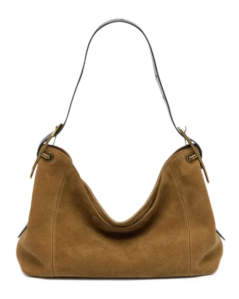 Diesel D-Line Schultertasche aus gewachstem Wildleder - Nude Nude