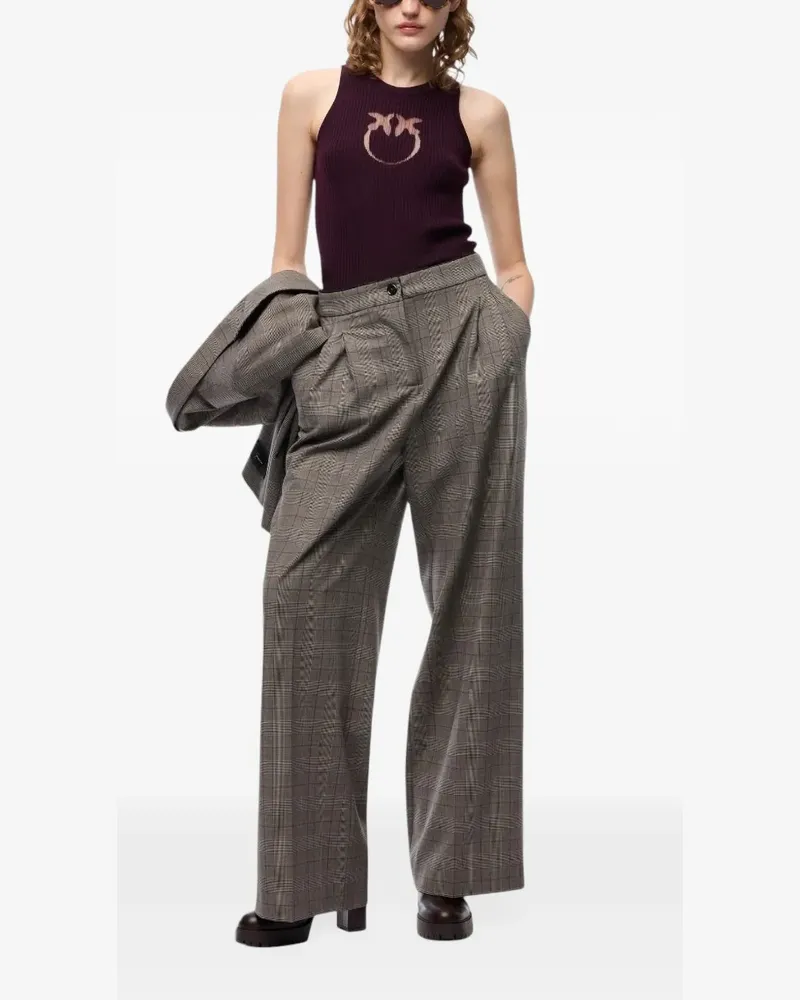 Pinko Geripptes Oberteil mit transparentem Love Birds-Logo - Violett Violett