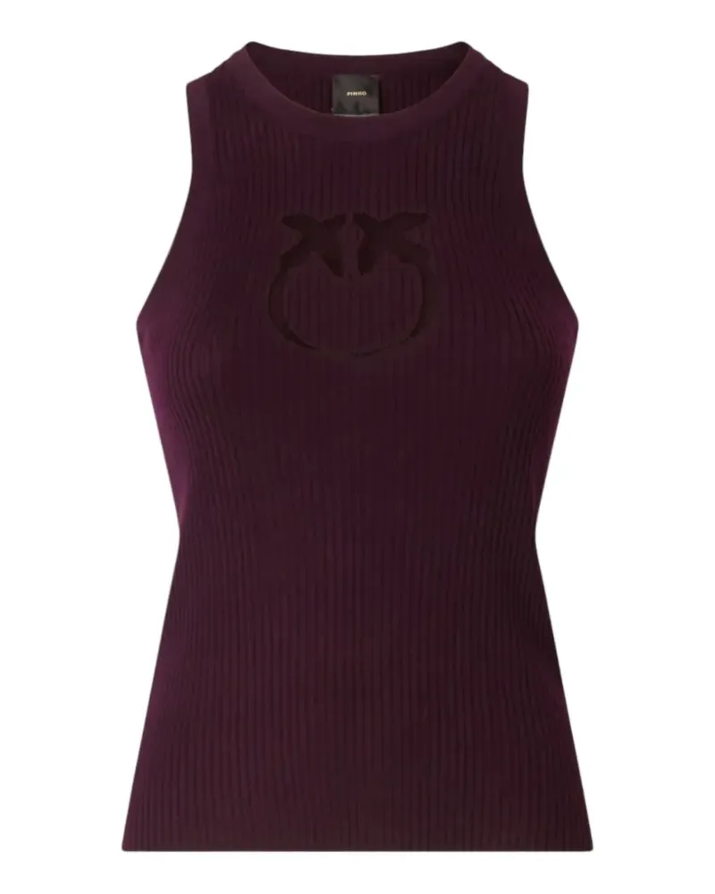 Pinko ribbed top with sheer Love Birds logo - Violett Violett