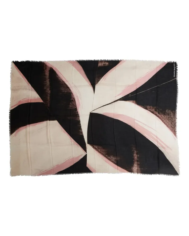 Alexander McQueen Kaschmirschal mit Pinselstrich-Print - Schwarz Schwarz