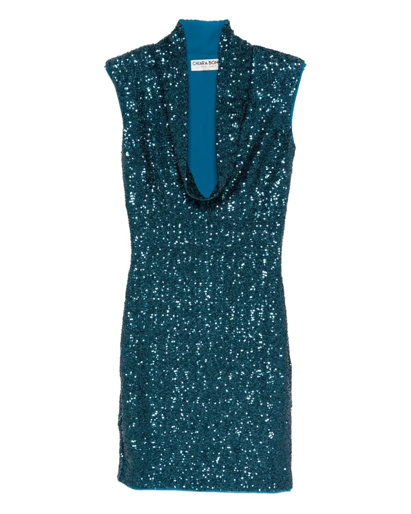 Chiara Boni sequinned cowl-neck dress - Blau Blau