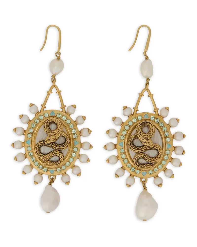 Roberto Cavalli Perlenverzierte Ohrringe mit Schlangenmotiv - Gold Gold