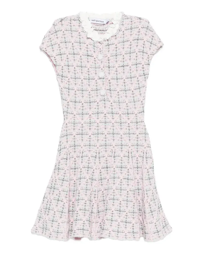 Self-Portrait diamond-pattern mini dress - Rosa Rosa
