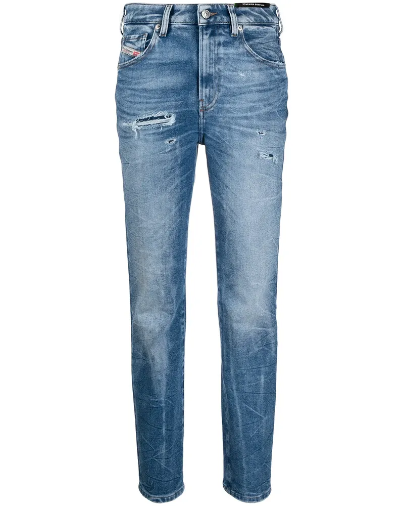 Diesel Gerade Jeans mit hohem Bund - Blau Blau