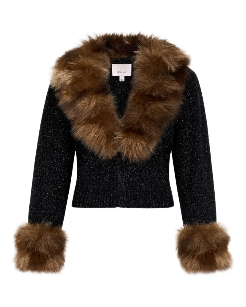 Cinq à Sept Della faux-fur trim cardigan - Schwarz Schwarz